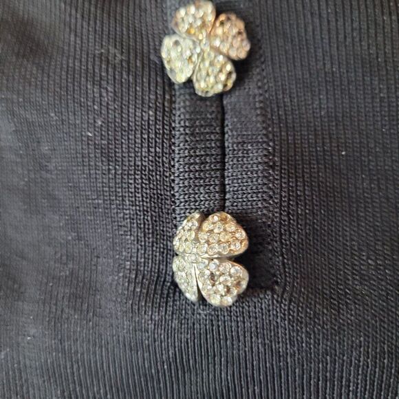 Vintage 80s Misook Black Knit Maxi Dress Rhinestone Buttons XL Modest Lagenlook - Picture 6 of 13